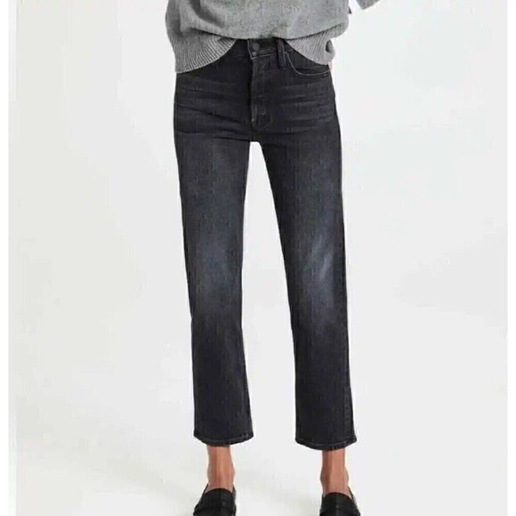 MOTHER Denim - Mother Superior The Tomcat Lies Lies Lies Womens Size 26 Button Fly Black Denim